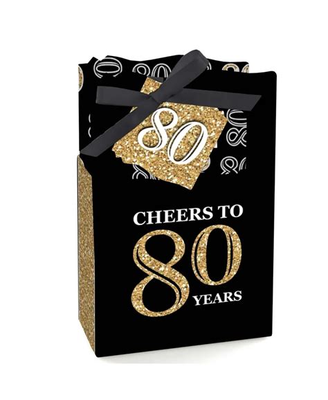 Big Dot Of Happiness Adult 80th Birthday Gold Birthday Party Favor Boxes Set Of 12