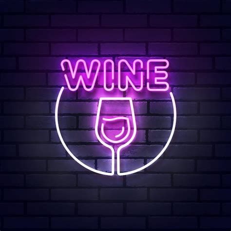 Premium Vector Wine Neon Sign Bright Signboard Light Banner Glass