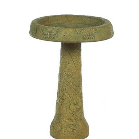 Solid Rock Stoneworks Large Column Birdbath 30in Tall Rust Etsy