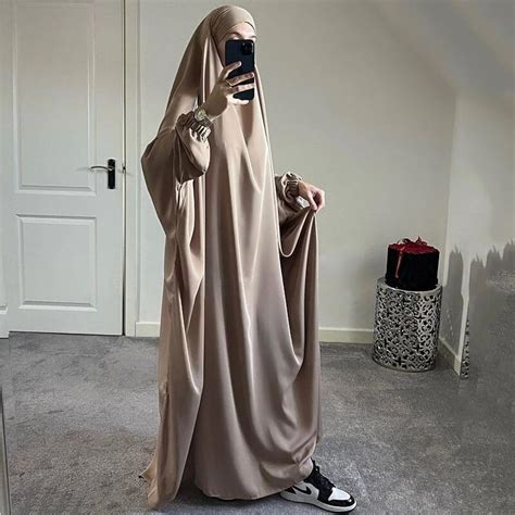 Jilbab One Piece Abaya Muslim Women Prayer Garment Hijab Dress Arabic Robe Overhead Kaftan