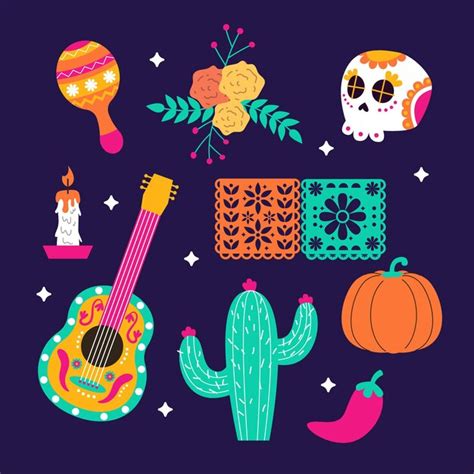 Conjunto de ilustraciones del día de muertos Vector Premium