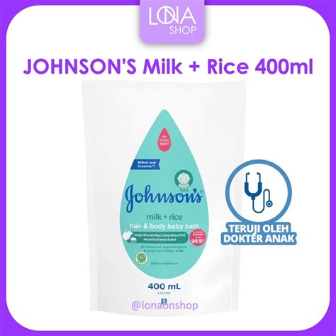 Jual Refill Sabun Johnson S Milk Rice Hair Body Baby Bath 400ml