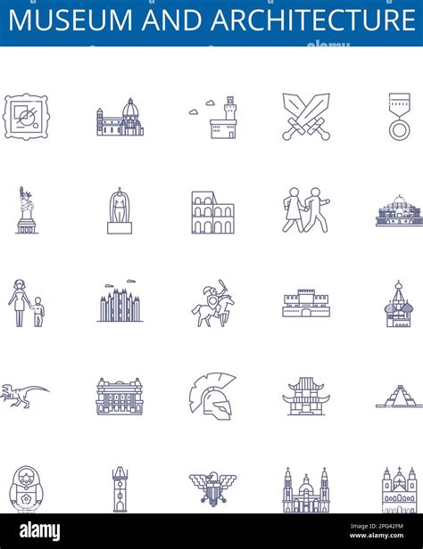 Museum And Architecture Line Icons Signs Set Design Collection Of