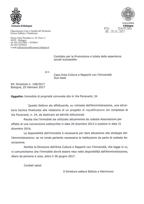 La Lettera Del Comune Di Bologna Allxm Zero