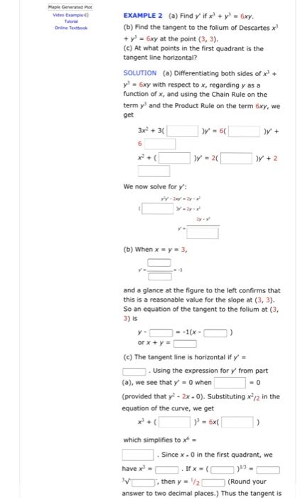 Solved Example 2 A Find Y Ifxy 6xy B Find The Tangent To