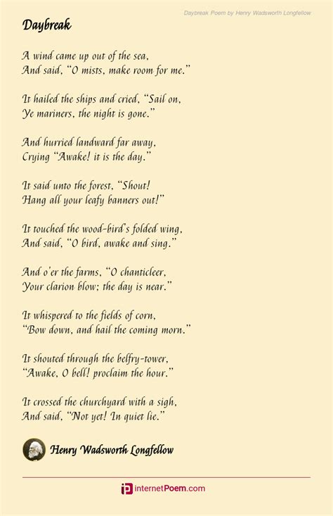 Daybreak Poem by Henry Wadsworth Longfellow