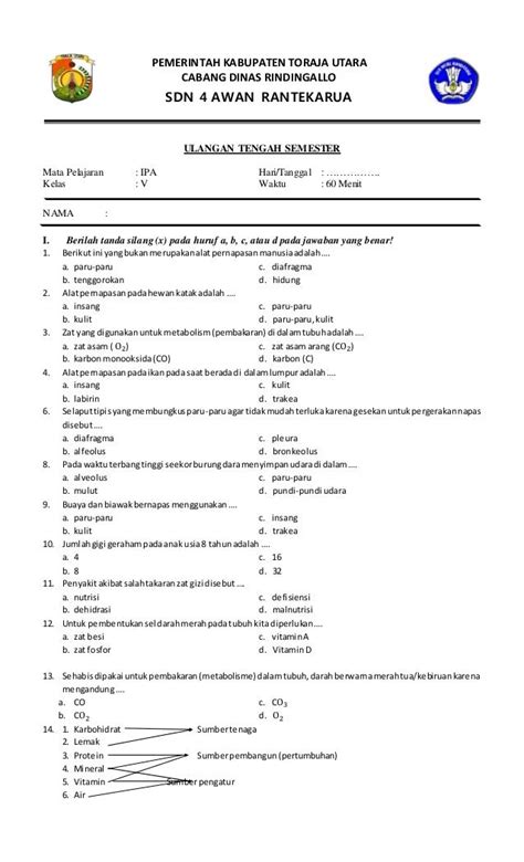 Contoh Soal Ipa Kelas 4 Homecare24