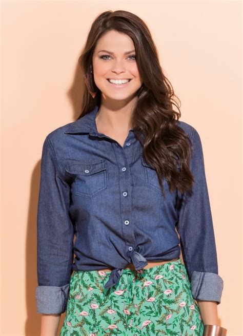 Camisa Jeans Azul Com Bolsos Quintess