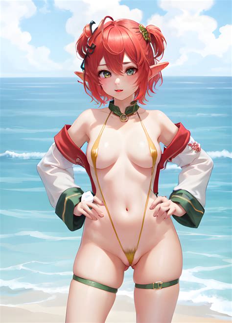 Rule 34 1girls Ai Generated Beach E Sekai Elf Ears Fuyo Cloverfield Green Eyes Idol En Idol