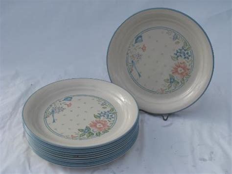 Symphony Coral Pink Blue Flowers Corelle Glass Dinnerware Salad