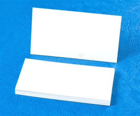 Blank Business Cards On Blue Background Stock Photo Image 39669257