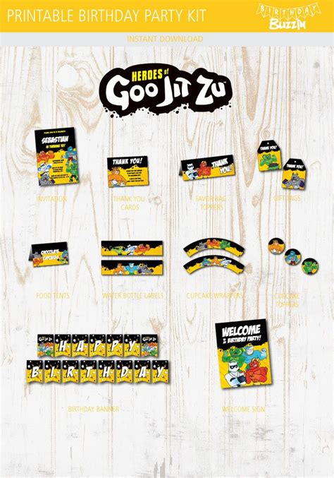 Goo Jit Zu Birthday Party Printable Kit Birthday Buzzin In