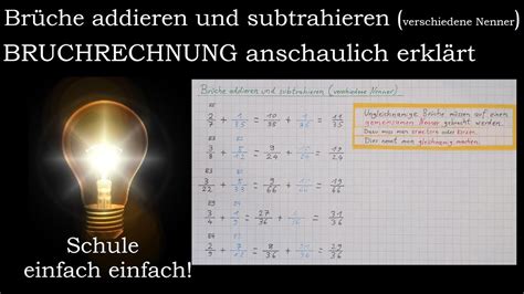 Brüche addieren subtrahieren verschiedene Nenner Addition