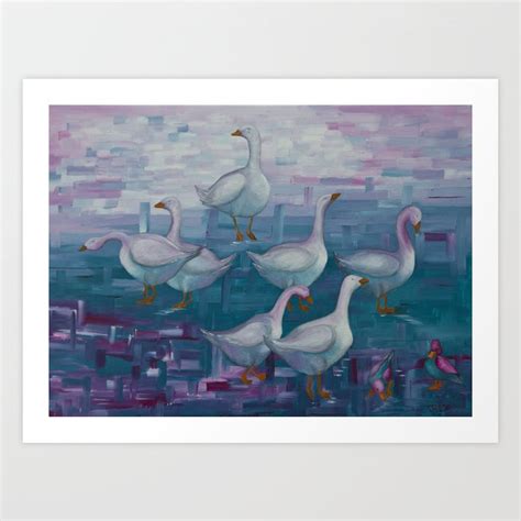 A Gaggle of Geese Art Print by AmethystOpalArt | Society6