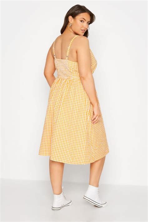 Limited Collection Curve Orange Gingham Sommerkleid Mit Knopfleiste