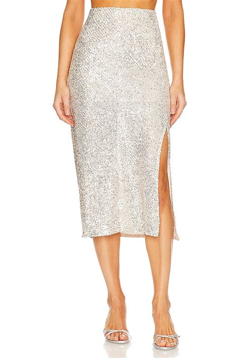 Enza Costa Sequin Bias Skirt In Nude Silver REVOLVE