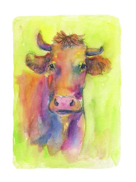 Colorful Cow Painting By Karen Kaspar Fine Art America