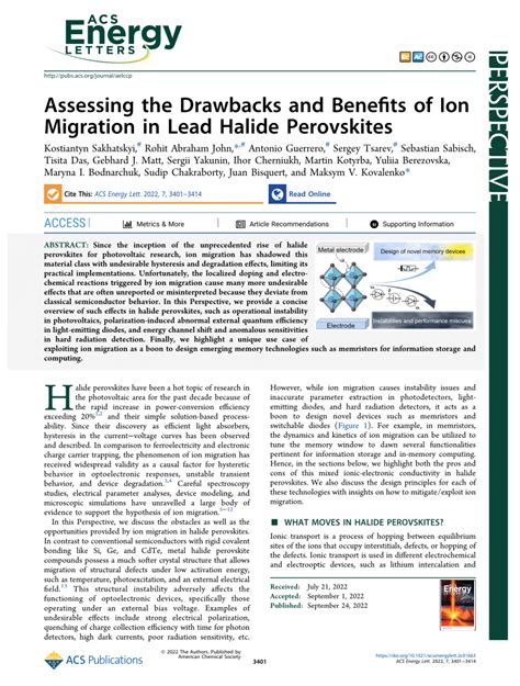 Pdf Assessing The Drawbacks And Benefits Of Ion Migration In Lead