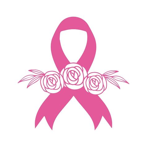 Premium Vector Breast Cancer Awareness Ribbon With Flowers