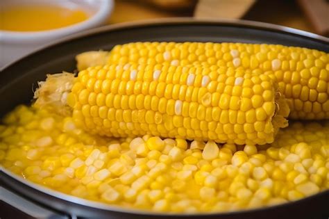 Premium Photo Corn On The Cob Being Cooked In A Pan