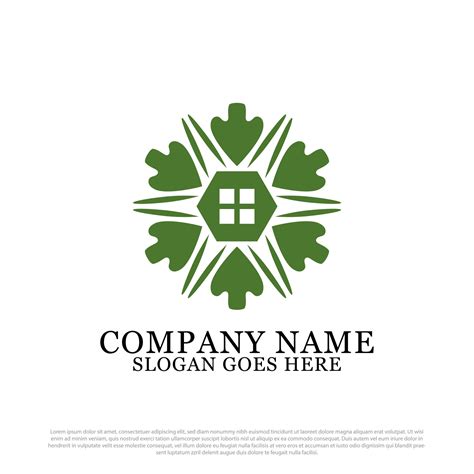 Green House With Six Leaf Logo Vector Farm House Logo Template