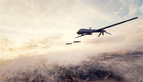 Premium Photo | Military combat drone uav launching missiles