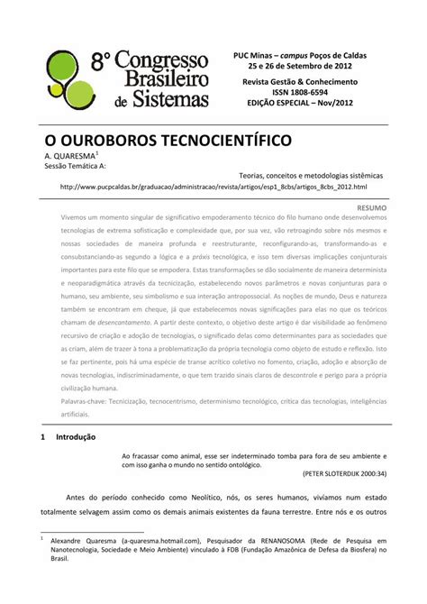 Pdf O Ouroboros TecnocientÍfico Pucpcaldas Br · Ouroboros é Um