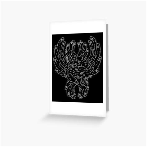 Biblically Accurate Angel Seraph White Outline Greeting Card For Sale