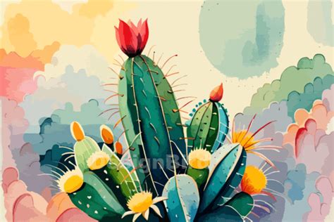 Cactus Watercolor Art And Illustrations Graphic By Designbird · Creative Fabrica