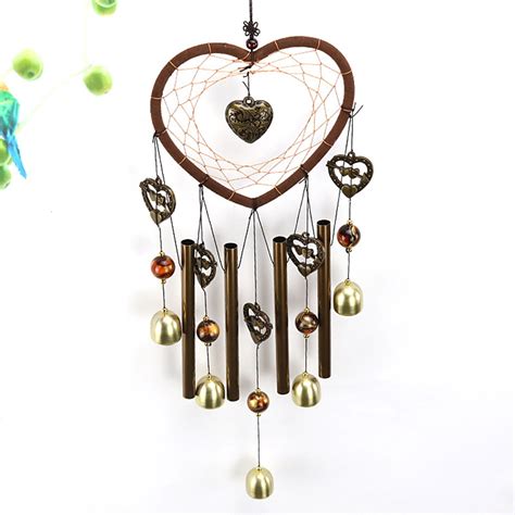 Heart Shape Wind Chimes For Garden Hearts Shape Wind Catcher Red