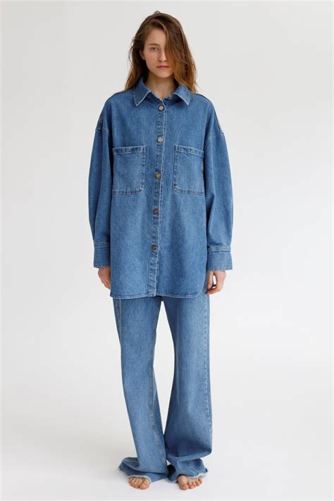 Рубашка джинсовая оверсайз женская, light blue купить в Москве | MERE