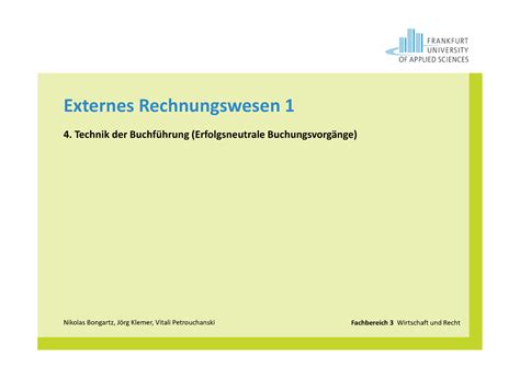 Externes Rechnungswesen Technik Der Buchf Hrung