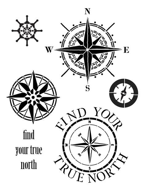 Find Your True North 8x10 Stencil True North Tattoo Compass Art True North