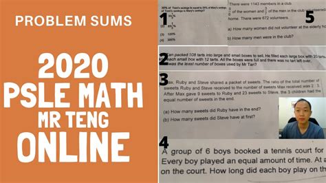 5 Psle Math Problem Sums For 2020 Psle Math Revision Youtube