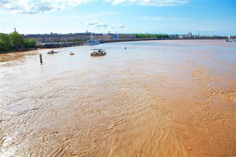 Scenery of Garonne River in Bordeaux France . View of the River - Winter 2020 Stock Photo ...