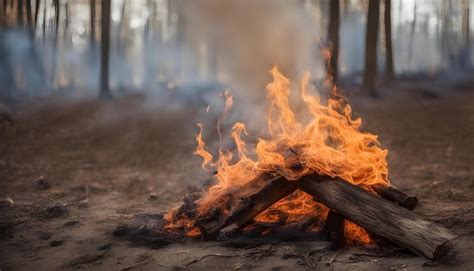 Premium Ai Image Fire In Nature The Wood Is Burning The Result Of