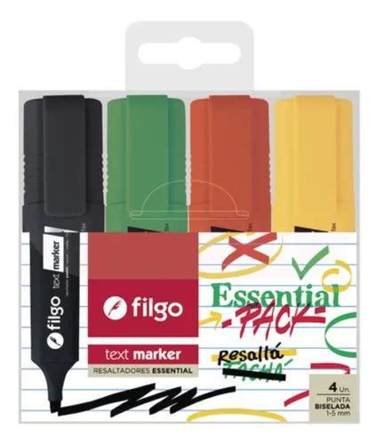 Set X Colores Resaltador Filgo Text Marker Essential Mercadolibre