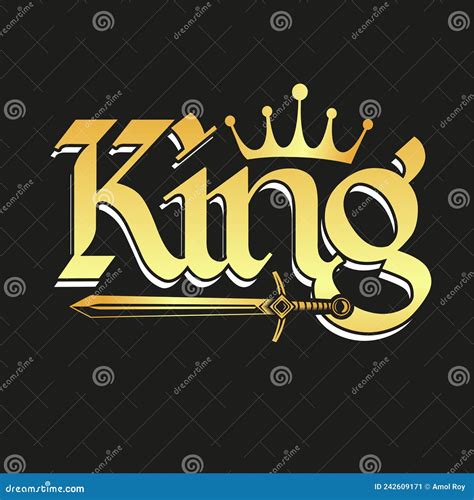 King Typography Gold Crown Text Logo Vector Image Stock Vector - Illustration of calligraphic ...