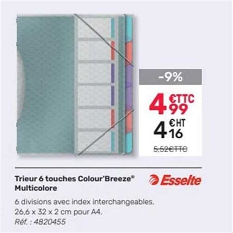 Promo Trieur 6 Touches Colour Breeze Multicolore Esselte Chez Office