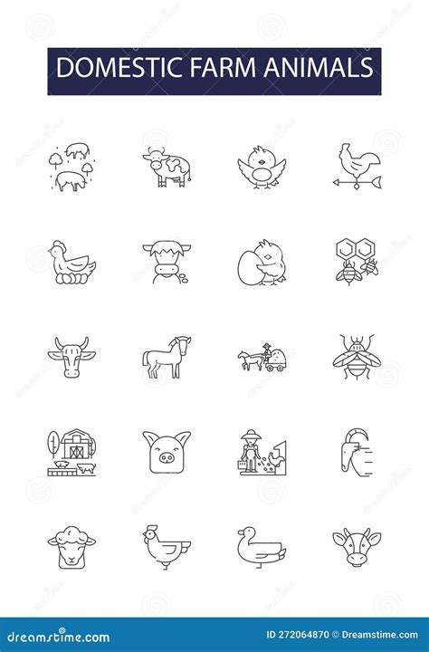 Domestic Farm Animals Line Vector Icons And Signs Sheep Pigs Goats