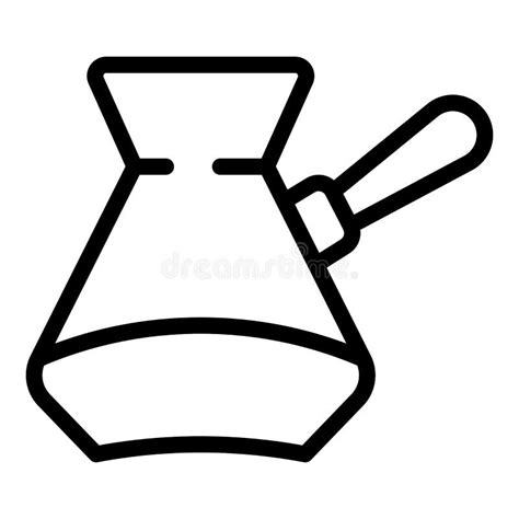 Coffee Pot Cup Icon Outline Vector Cezve Cafe Stock Illustration