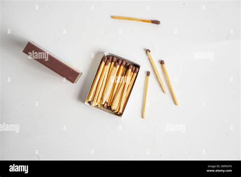 Half Opened Blank Matchbox With Matches Inside Isolated On White Stock