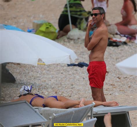 Martina Colombari In Blue Bikini On A Beach