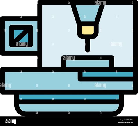 Metal Cnc Machine Icon Outline Vector Lathe Equipment Work Tool Color