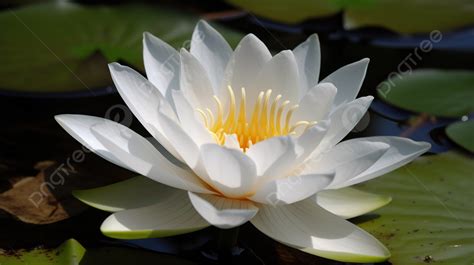 White Water Lily In A Pond Background, White Lotus Picture Background Image And Wallpaper for ...