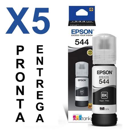 Kit 5 Refil Tinta 544 Preto Black T544120 IMPRESSORAS L110 L3110 L5190