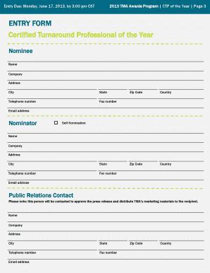 Fillable Online Turnaround Entry Packet Turnaround Management