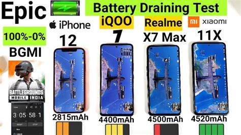 Realme X7 Max Vs Iqoo 7 Vs Iphone 12 Vs Mi 11x Bgmi Battery Draining