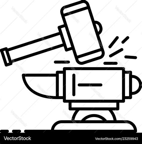 Hammer Anvil Icon Outline Style Royalty Free Vector Image