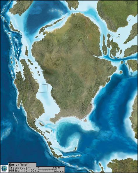 Paleogeographic Map Showing North America As It May Have Looked During